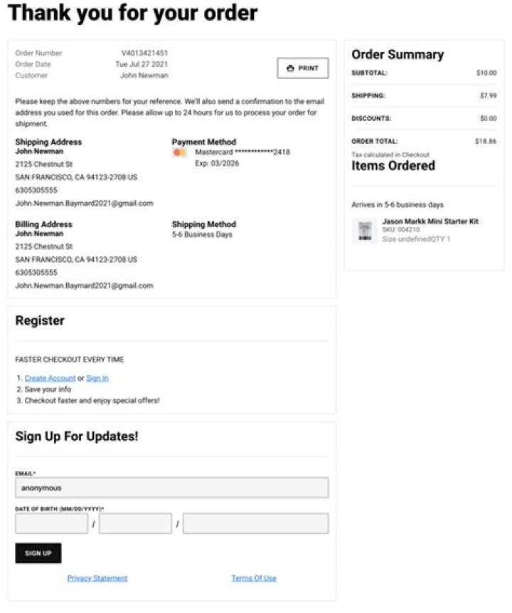 Does an order confirmation count as a contract?