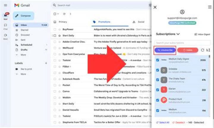 How do I clean up my Gmail storage?