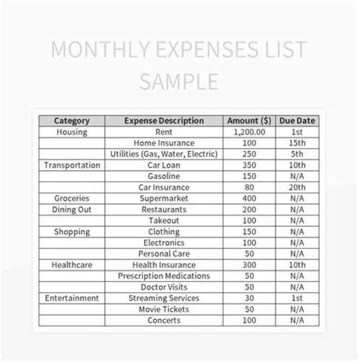 What are examples of expense items?