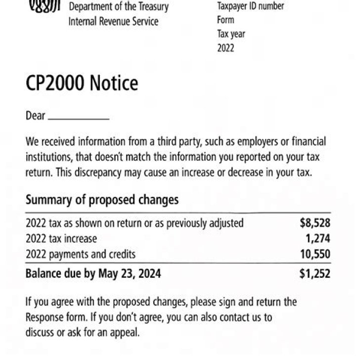 What does it mean when you get a CP2000 notice?