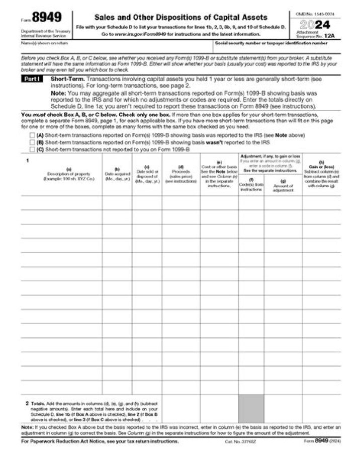 What is applicable check box on form 8949?