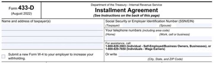 What is IRS Form 433D?