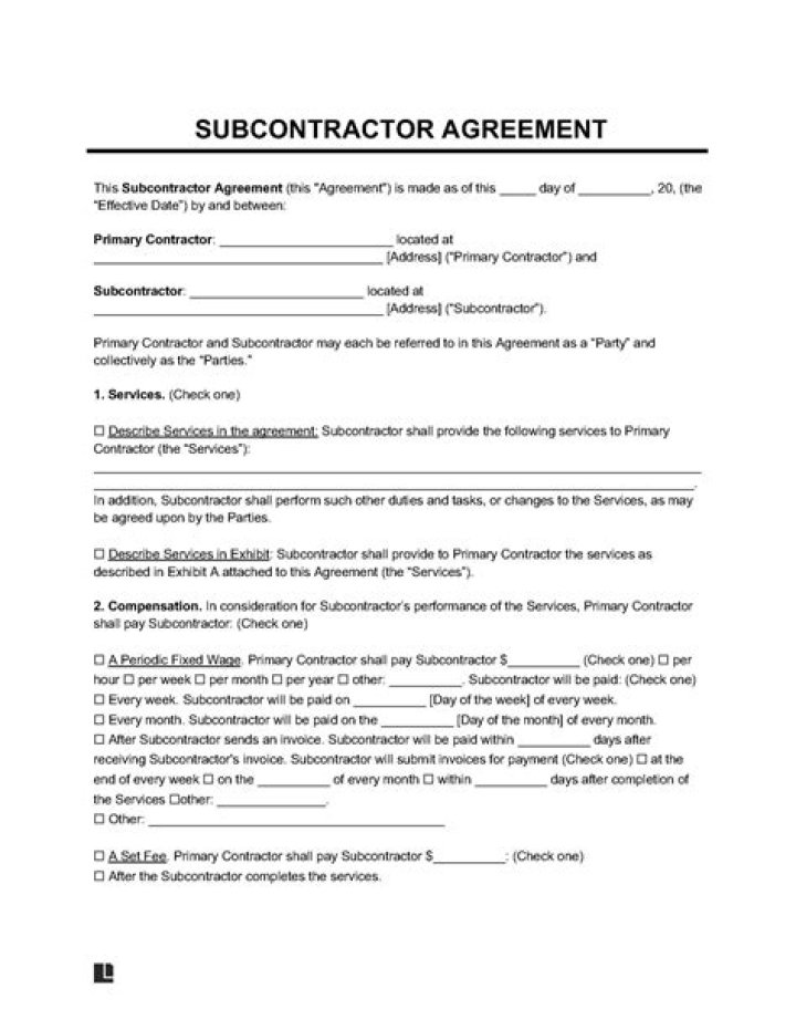 What is subcontractor example?