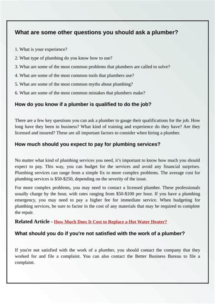 What questions should I ask a plumber?