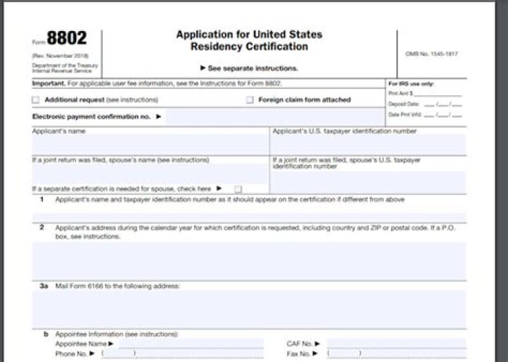 When to use form 8802, application for US residency?